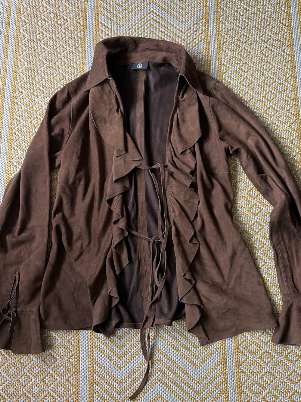 Bogner Suede Ruffle Front top